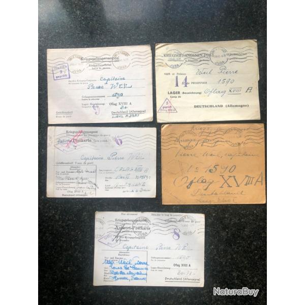 5 Enveloppes de correspondance de prisonnier de guerre OFLAG XVIII A 1940