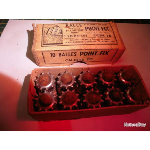 Lot 16 de 10 balle  pointe acier POINT-FIX calibre 16 pour collection