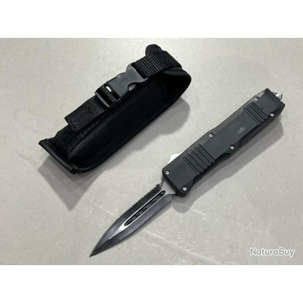 Couteau automatique OTF double tranchant avec scie enchres