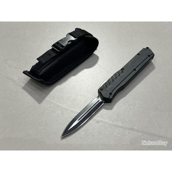 Couteau automatique OTF lame 10cm double tranchant FULL BLACK ench�re