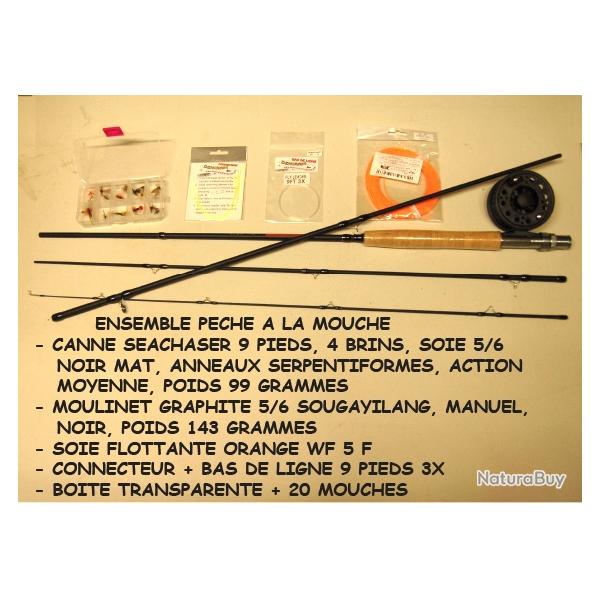 ENSEMBLE CANNE A MOUCHE + SOIE + MOULINET + ACCESSOIRES
