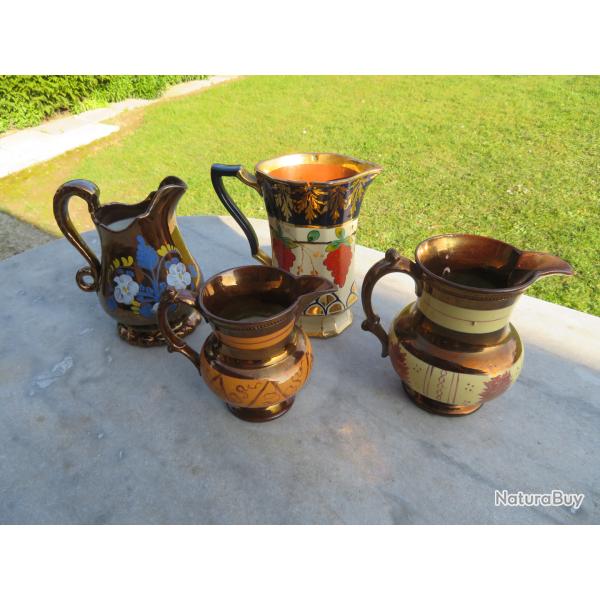 VINTAGE - lot d'anciens pichets en fa�ence de JERSEY -  Fa�ence lustr�e Anglaise (XX�)