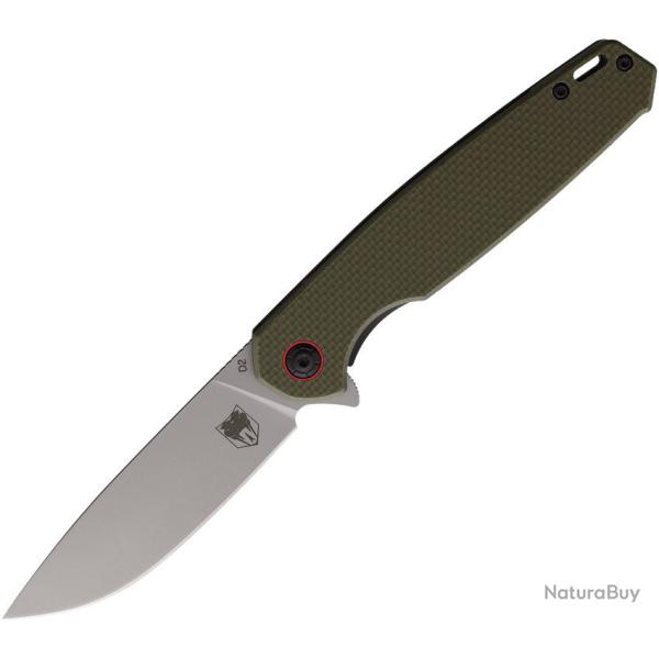 Couteau CobraTec Talon Liner Lock Lame Drop Point Acier D2 Manche G-10 OD Green CBTTLNOD