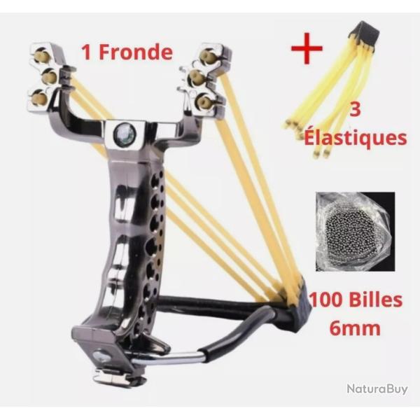 Kit Fronde Lance Pierre Slingshot 3 Elastiques + 100 Bille LIVRAISON OFFERTE