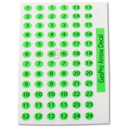 Autocollants de num&eacute;rotation de fl&egrave;ches Gas Pro Flag green