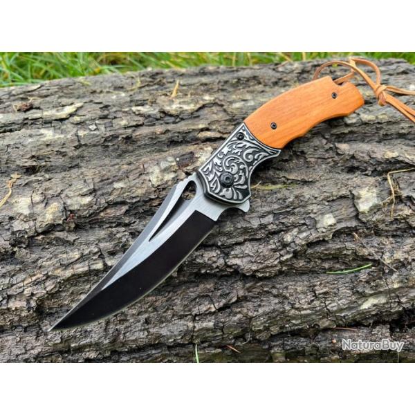 Couteau � Ouverture Assist�e lame courb�e noir ench�re