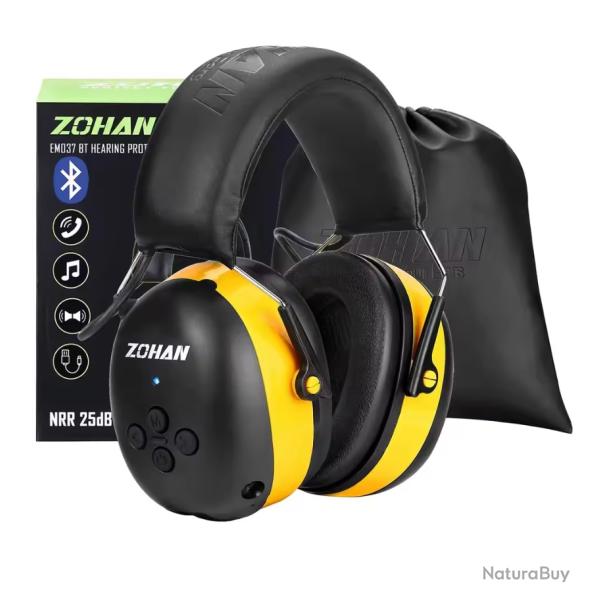 ZOHAN Casque Antibruit Bluetooth 5.0 - Protection Auditive et R�duction du Bruit 25dB Jaune
