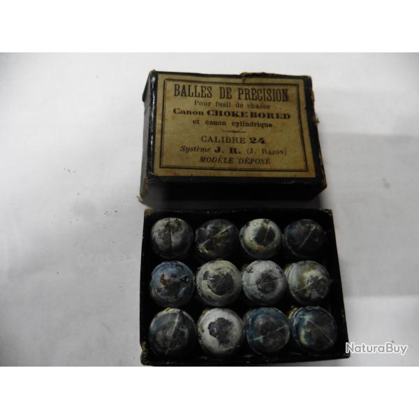 Ancienne boite de 12 balles de pr�cision pour fusil de chasse - CHOKE BORDED calibre 24