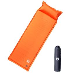 Matelas de camping autogonflant avec oreiller 1 personne orange alsavelo