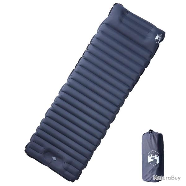 Matelas de camping autogonflant avec oreiller 1 personne gris