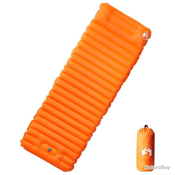 Matelas de camping autogonflant avec oreiller 1 personne orange alsavelo