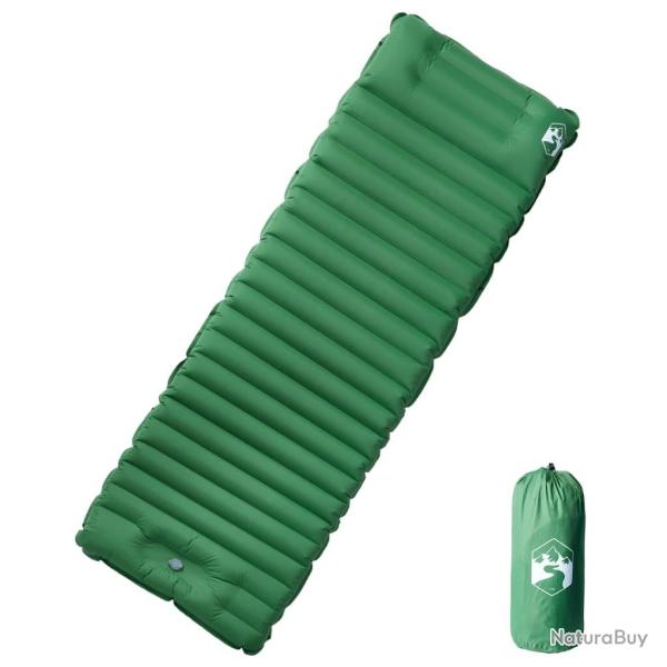 Matelas de camping autogonflant avec oreiller 1 personne vert alsavelo