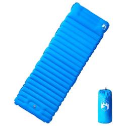 Matelas de camping autogonflant avec oreiller 1 personne bleu alsavelo