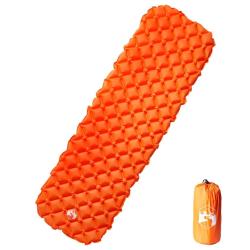 Matelas de camping gonflable 1 personne orange 190x58x6 cm alsavelo