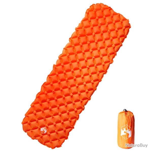 Matelas de camping gonflable 1 personne orange 190x58x6 cm alsavelo
