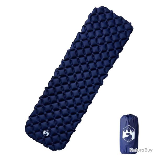 Matelas de camping gonflable 1 personne bleu marine 190x58x6 cm alsavelo