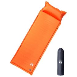 Matelas de camping autogonflant avec oreiller 1 personne orange alsavelo