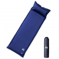 Matelas de camping autogonflant oreiller 1 personne bleu marine alsavelo