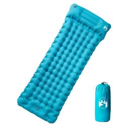 Matelas de camping autogonflant avec oreiller 1 personne bleu alsavelo