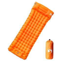 Matelas de camping autogonflant avec oreiller 1 personne orange alsavelo