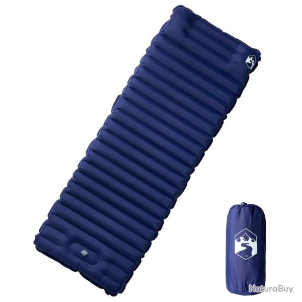 Matelas de camping autogonflant oreiller 1 personne bleu marine alsavelo