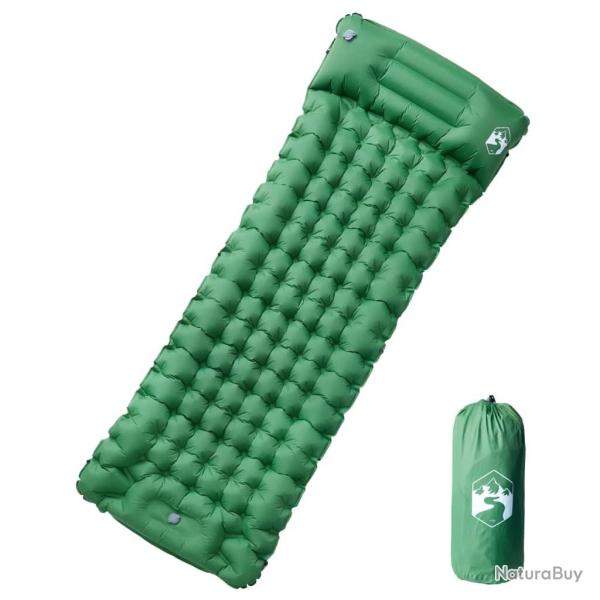 Matelas de camping autogonflant avec oreiller 1 personne vert alsavelo