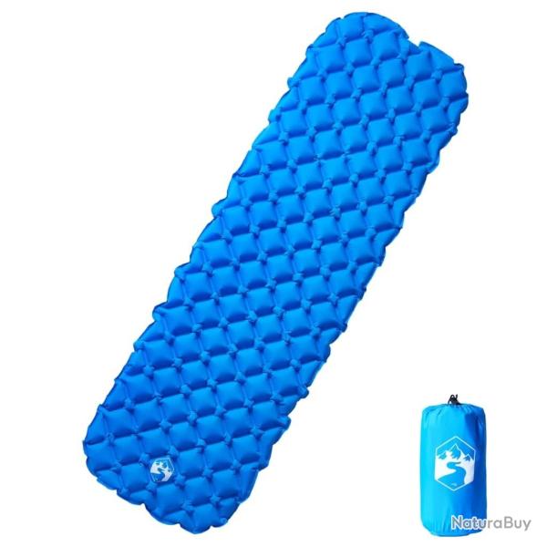 Matelas de camping gonflable 1 personne bleu 190x58x6 cm alsavelo