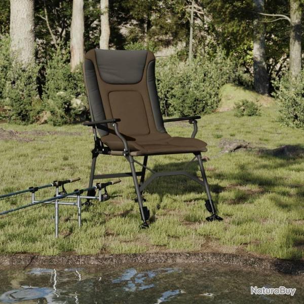 Chaise de pche avec accoudoir pliable taupe alsavelo