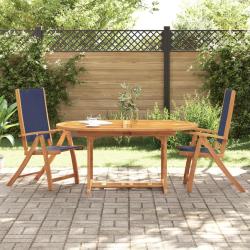 Chaises pliables de jardin lot de 2 bois d'acacia et textil&egrave;ne