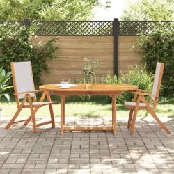 Chaises pliables de jardin lot de 2 bois d'acacia et textil&egrave;ne