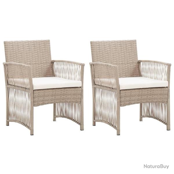 Fauteuils de jardin avec coussins 2 pcs Beige Rsine tresse alsavelo