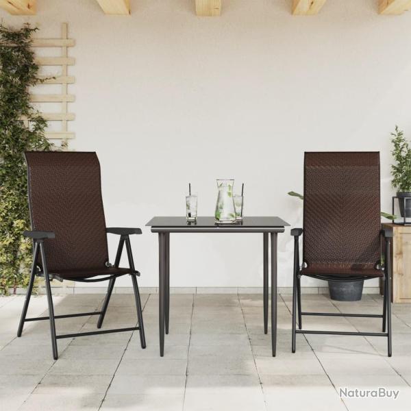 Chaises pliables de jardin lot de 2 marron r�sine tress�e