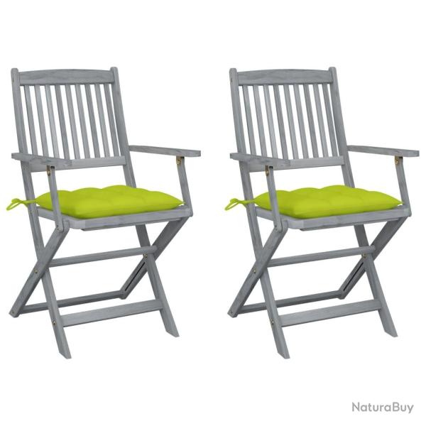 Chaises pliables d'ext�rieur lot de 2 et coussins Bois d'acacia