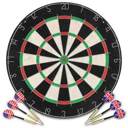 Jeu de cibles professionnel en sisal avec 6 fl&eacute;chettes