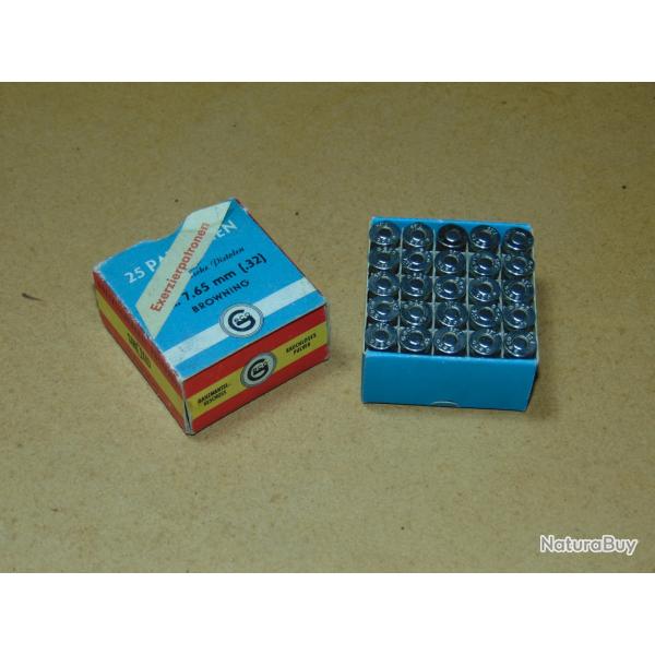 BOITE 25 CARTOUCHES D'EXERCICE MANIPULATION CAL. 7,65 mm BROWNING GECO.