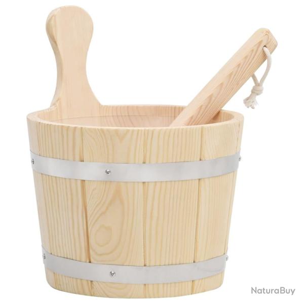 seau et louche pour sauna Bois massif de pin