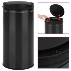 Poubelle &agrave; capteur automatique 70 L Acier au carbone Noir