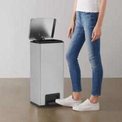 Poubelle &agrave; p&eacute;dale anti-empreinte 30 L Argent&eacute; Acier inoxydable