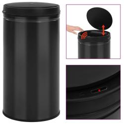 Poubelle &agrave; capteur automatique 60 L Acier au carbone Noir