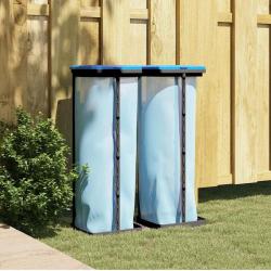 Porte-sacs poubelles 2 pcs noir et bleu 120 L PP