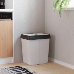 Poubelle double blanc 2x25 L