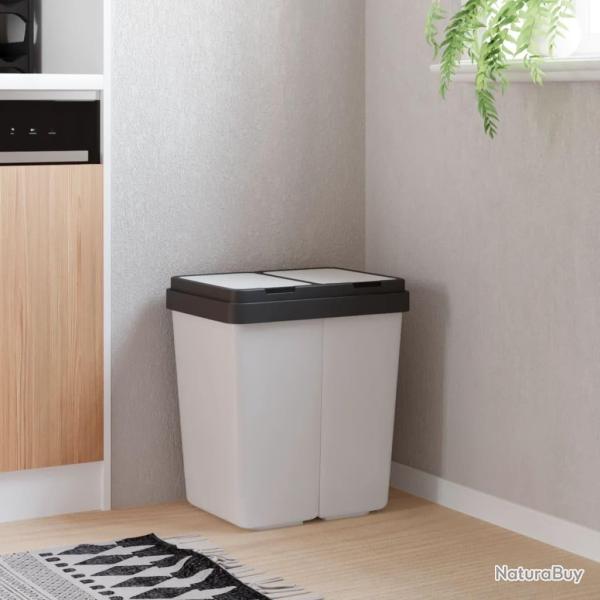 Poubelle double blanc 2x25 L