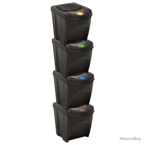 Poubelles empilables 4 pcs Anthracite 100 L alsavelo