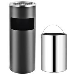 Poubelle &agrave; cendrier d'h&ocirc;tel 30 L Acier Gris