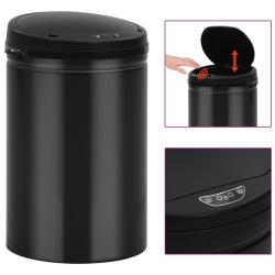 Poubelle &agrave; capteur automatique 30 L Acier au carbone Noir