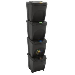 Poubelles &agrave; ordures empilables 4 pcs Gris 100 L Polypropyl&egrave;ne