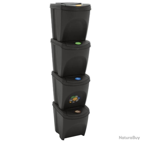 Poubelles � ordures empilables 4 pcs Gris 100 L Polypropyl�ne