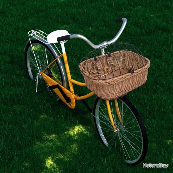 Panier avant de vlo avec couvercle 50x45x35 cm Saule naturel alsavelo