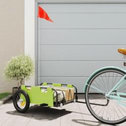 Remorque de v&eacute;lo vert tissu oxford et fer