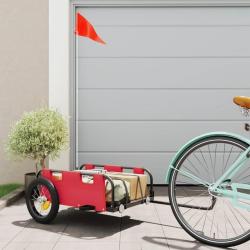 Remorque de v&eacute;lo rouge tissu oxford et fer